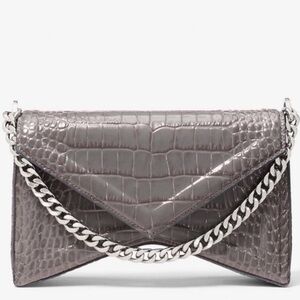 Michael Kors Collection Manhattan Medium Crocodile Embossed Patent Leather Bag